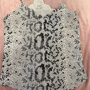 J. Crew Black and White Snake-Print Cami